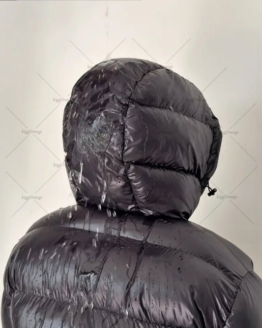 Herren Puffer Jacke. Schwarz/Grau